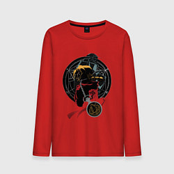 Лонгслив хлопковый мужской Стальной алхимик, цвет: красный