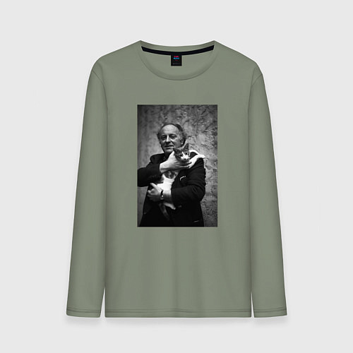 Мужской лонгслив Бродский и кот / Авокадо – фото 1