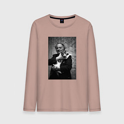 Лонгслив хлопковый мужской Бродский и кот, цвет: пыльно-розовый