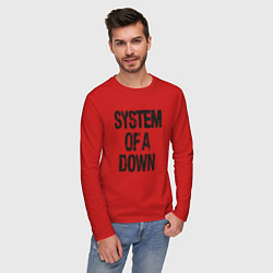 Лонгслив хлопковый мужской System of a down, цвет: красный — фото 2