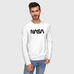 Лонгслив хлопковый мужской NASA, цвет: белый — фото 2