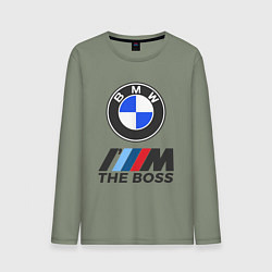 Лонгслив хлопковый мужской BMW BOSS, цвет: авокадо