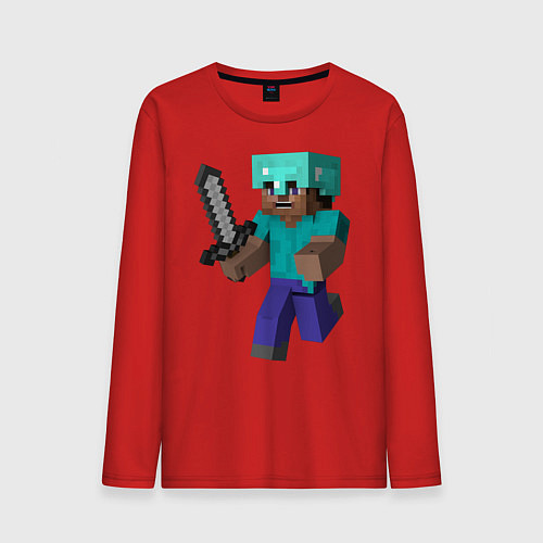 Мужской лонгслив Майнкрафт / Красный – фото 1