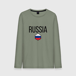 Лонгслив хлопковый мужской Россия, цвет: авокадо