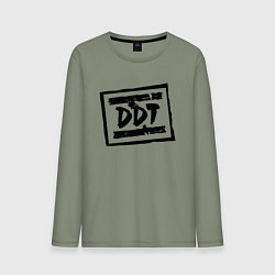 Лонгслив хлопковый мужской ДДТ Лого, цвет: авокадо