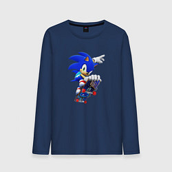 Лонгслив хлопковый мужской SONIC, цвет: тёмно-синий