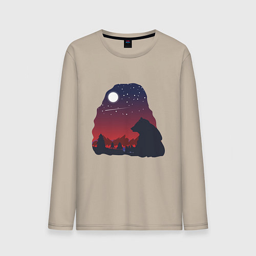 Мужской лонгслив Медведь / Миндальный – фото 1