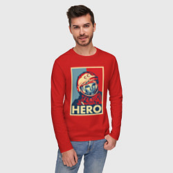 Лонгслив хлопковый мужской ЮРИЙ ГАГАРИН, цвет: красный — фото 2
