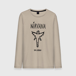 Лонгслив хлопковый мужской Nirvana In utero, цвет: миндальный