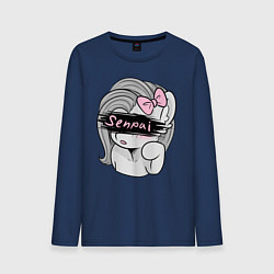 Лонгслив хлопковый мужской Senpai, цвет: тёмно-синий