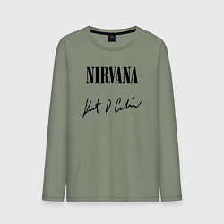 Лонгслив хлопковый мужской NIRVANA АВТОГРАФ КУРТА КОБЕЙНА, цвет: авокадо
