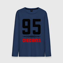 Лонгслив хлопковый мужской 95 Chechnya, цвет: тёмно-синий