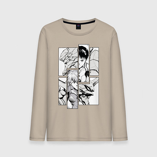 Мужской лонгслив Аска и Синдзи, Евангелион / Миндальный – фото 1