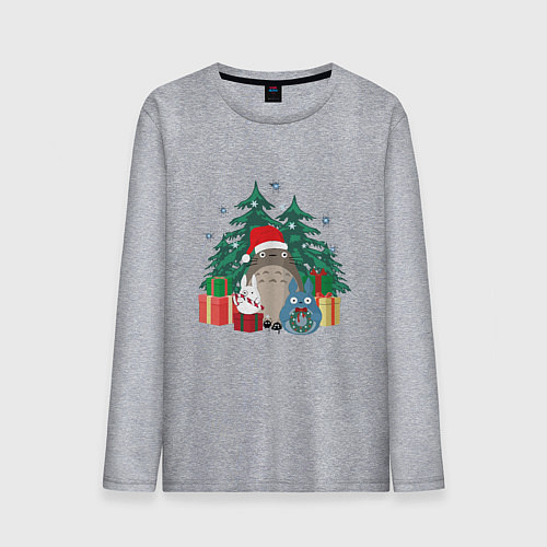 Мужской лонгслив New Year Totoro / Меланж – фото 1