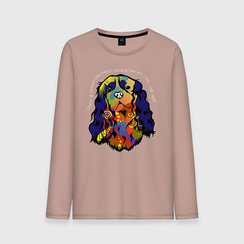 Мужской лонгслив Берегись кавалер кинг спаниеля / Пыльно-розовый – фото 1