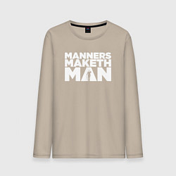 Лонгслив хлопковый мужской Manners maketh man, цвет: миндальный