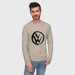 Лонгслив хлопковый мужской Volkswagen Z цвета миндальный — фото 2