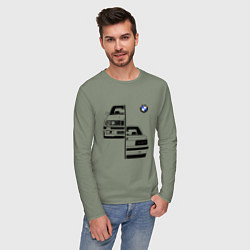 Лонгслив хлопковый мужской BMW БМВ Z, цвет: авокадо — фото 2