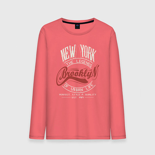 Мужской лонгслив Городские легенды Нью-Йорка / Коралловый – фото 1