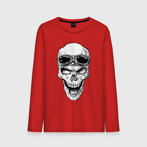 Мужской лонгслив Skull and glasses / Красный – фото 1