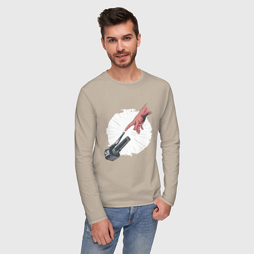 Мужской лонгслив Сотворение Адама - Мотоцикл / Миндальный – фото 3