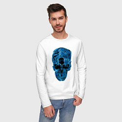 Лонгслив хлопковый мужской Skull - illusion, цвет: белый — фото 2