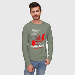 Лонгслив хлопковый мужской WELCOME TO NIGHT CITY, цвет: авокадо — фото 2