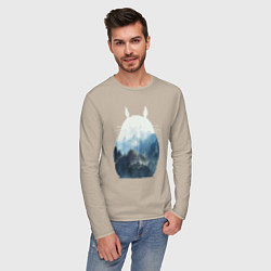 Лонгслив хлопковый мужской Тоторо, цвет: миндальный — фото 2