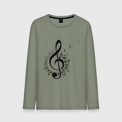 Мужской лонгслив Скрипичный ключ ноты по кругу