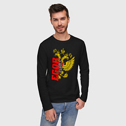 Лонгслив хлопковый мужской Егор, цвет: черный — фото 2