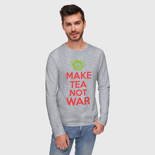 Мужской лонгслив Make tea not war / Меланж – фото 3