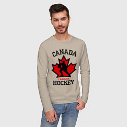 Лонгслив хлопковый мужской Canada Hockey, цвет: миндальный — фото 2