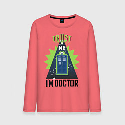 Лонгслив хлопковый мужской Trust me, i'm doctor who, цвет: коралловый