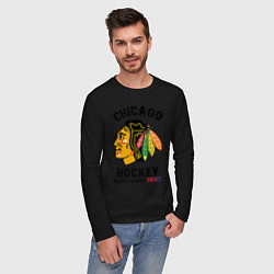 Лонгслив хлопковый мужской CHICAGO BLACKHAWKS NHL, цвет: черный — фото 2