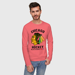 Лонгслив хлопковый мужской CHICAGO BLACKHAWKS NHL, цвет: коралловый — фото 2