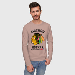 Лонгслив хлопковый мужской CHICAGO BLACKHAWKS NHL, цвет: пыльно-розовый — фото 2