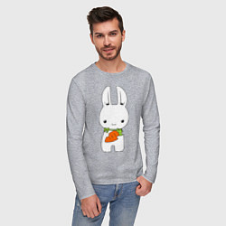 Лонгслив хлопковый мужской Зайчик с морковкой, цвет: меланж — фото 2
