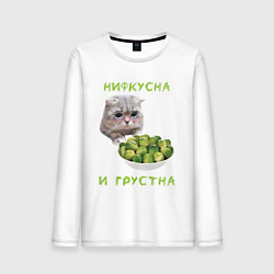 Мужской лонгслив Нифкусна и грустна - кот и капуста брюссельская