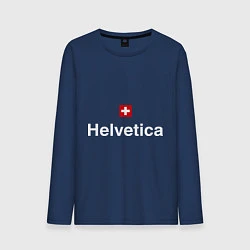 Лонгслив хлопковый мужской Helvetica Type, цвет: тёмно-синий
