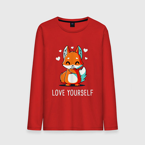 Мужской лонгслив ЛЮБИ СЕБЯ Love yourself / Красный – фото 1