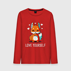 Лонгслив хлопковый мужской ЛЮБИ СЕБЯ Love yourself, цвет: красный
