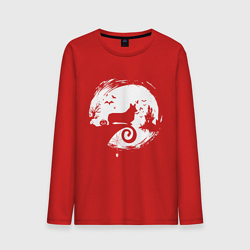Мужской лонгслив Полнолуние Корги / Красный – фото 1