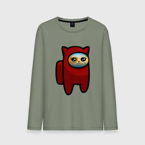 Мужской лонгслив Among us Cat / Авокадо – фото 1