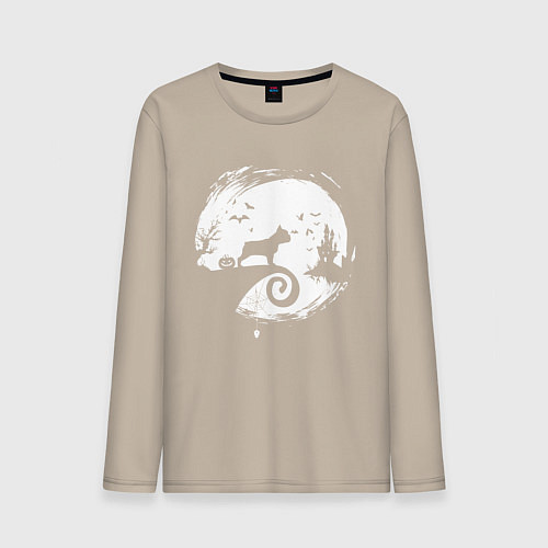 Мужской лонгслив Полнолуние Французский бульдог / Миндальный – фото 1