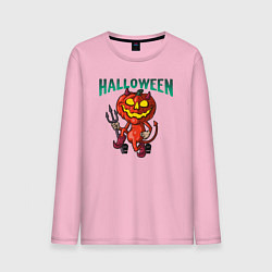 Лонгслив хлопковый мужской Halloween, цвет: светло-розовый