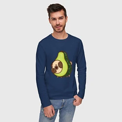 Лонгслив хлопковый мужской Мопс-авокадо, цвет: тёмно-синий — фото 2
