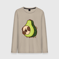 Лонгслив хлопковый мужской Мопс-авокадо, цвет: миндальный