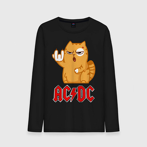 Мужской лонгслив ACDC rock cat / Черный – фото 1