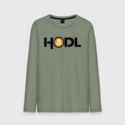 Лонгслив хлопковый мужской HODL Bitcoin, цвет: авокадо