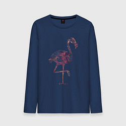 Лонгслив хлопковый мужской Узорчатый фламинго, цвет: тёмно-синий
